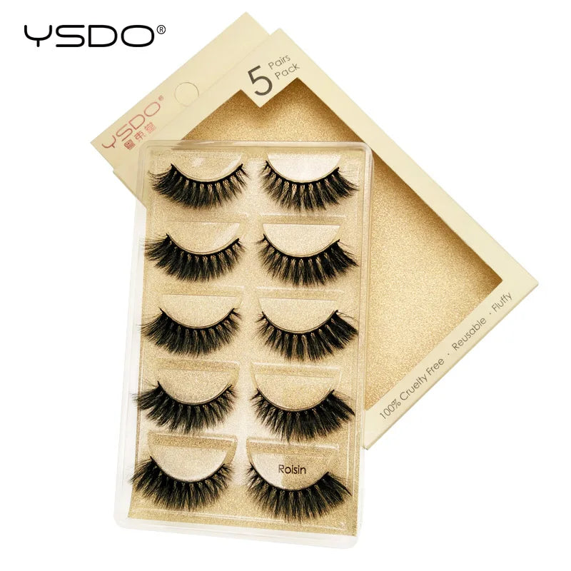 YSDO 5 Pairs Eyelashes Mink Strip Lashes Dramatic Eyelashes Natural 3D Mink Eyelashes Makeup False Eyelashes Cilios Maquiagem
