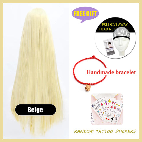 HUAYA 100cm Long Straight Wig Synthetic Cosplay Wig for Women Blonde Red Pink Grey Purple 23 Colors False Hair Christmas Wigs