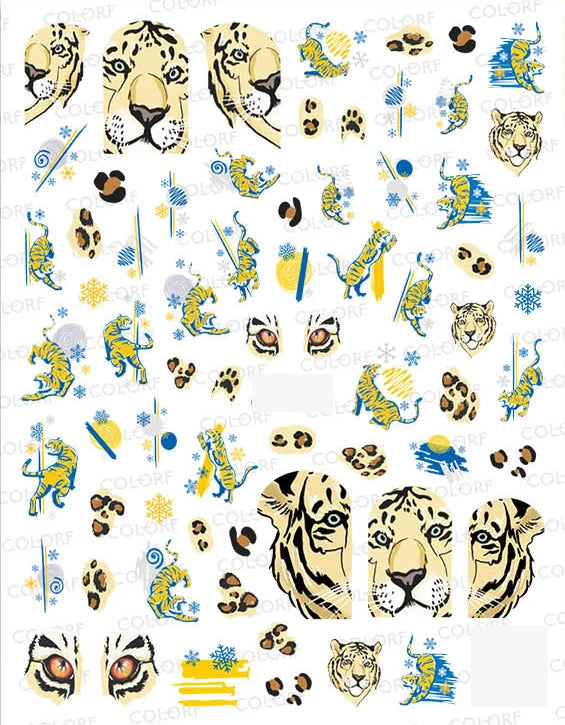 Press on Nails Tiger Symbol Nails Decals Design Fierce Wild Animal Leopard Decoration Manicure Stickers Nails Accessories Tools