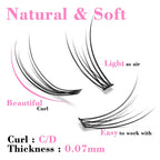 Kimcci 120pcs Premium Mink Individual Dovetail Eyelash Extension Natural 3D Cluster Eyelashes Professional Makeup Flared Lashes