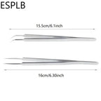 160mm Long Ultra Precision Stainless Steel Tweezers Industry Straight Curved Electronic Pointed Tweezers for Phone Repair