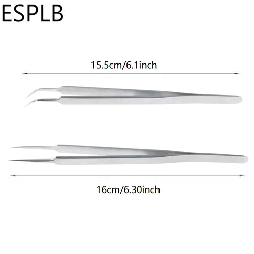 160mm Long Ultra Precision Stainless Steel Tweezers Industry Straight Curved Electronic Pointed Tweezers for Phone Repair