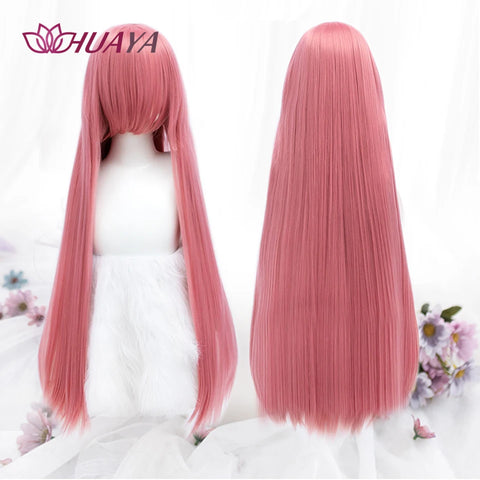 HUAYA 100cm Long Straight Wig Synthetic Cosplay Wig for Women Blonde Red Pink Grey Purple 23 Colors False Hair Christmas Wigs
