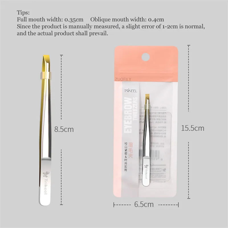 Stainless Steel Flat/Slant Tip Multifunction Tweezer Eyebrow Tweezer Face Hair Removal Make Up Tool False Eyelashes Tweezer Tool