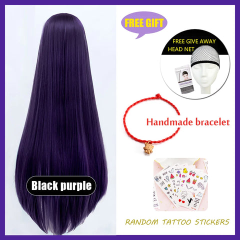 HUAYA 100cm Long Straight Wig Synthetic Cosplay Wig for Women Blonde Red Pink Grey Purple 23 Colors False Hair Christmas Wigs