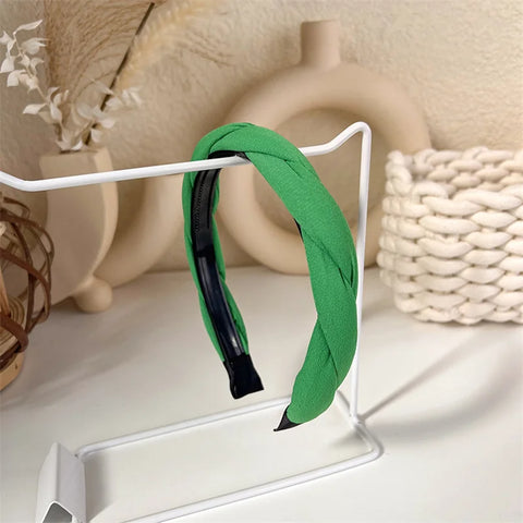 Fashion Korea INS Green Padded Womens Headband Woolen Autumn/Winter Hair Band Headwear Girl Wide Side Hair Hoop Hair Accessories