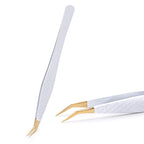 1Pc White-gold Anti-Static Tweezers For Eyelash Extension Eyebrow Stainless Steel Set Beauty Precision Tweezers Makeup Tools