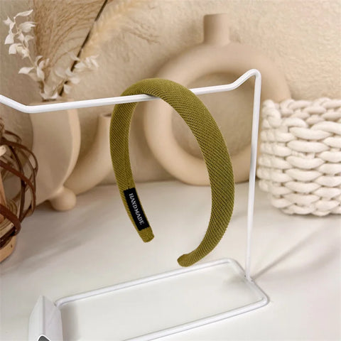 Fashion Korea INS Green Padded Womens Headband Woolen Autumn/Winter Hair Band Headwear Girl Wide Side Hair Hoop Hair Accessories