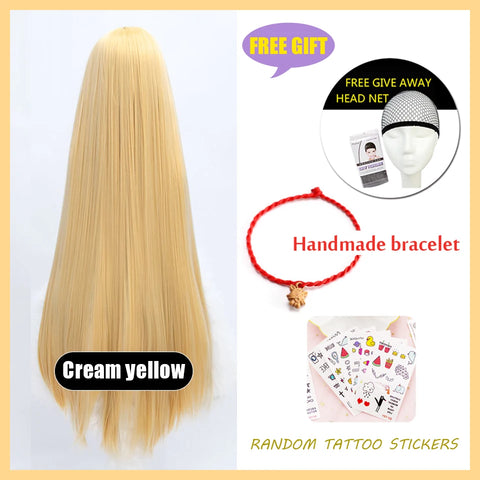 HUAYA 100cm Long Straight Wig Synthetic Cosplay Wig for Women Blonde Red Pink Grey Purple 23 Colors False Hair Christmas Wigs