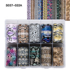 10 Rolls Leopard Print Nail Foils Transfer Paper Amber Nail Art Stickers Snake Skin Manicure Set Decal Animal Nails Decoration