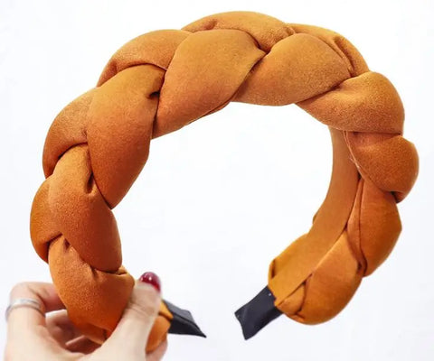 Winter/Autumn Women Thick Braids Headband Solid Adults Headdress Silk Fabric Padded Hairband Wide Hair Hoop Women Hair Ornament