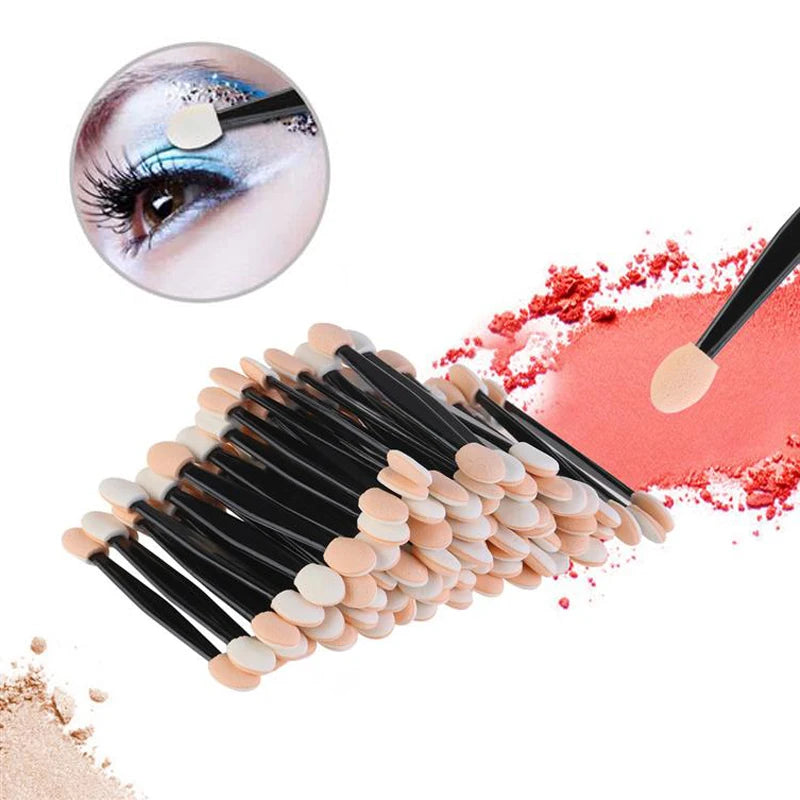 SHIDISHANGPIN 30/50/100PC Eye Shadow Brush Makeup Dual Sided Sponge Nylon Set Eye Shadow Brushes For Cosmetic Applicator Makeup
