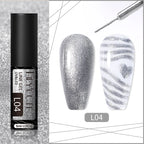 LILYCUTE 5ml Super Bright Silver Metallic Painting Liner Gel Nail Polish Drawing Stripe Graffiti Mirror Pull Line UV Gel Varnish