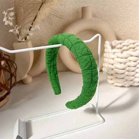 Fashion Korea INS Green Padded Womens Headband Woolen Autumn/Winter Hair Band Headwear Girl Wide Side Hair Hoop Hair Accessories