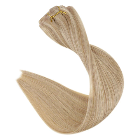 Full Shine Clip in Hair Extensions Human Hair 120g Seamless Invisible Clip In Extensions Human Hair Remy Balayage Blonde Color