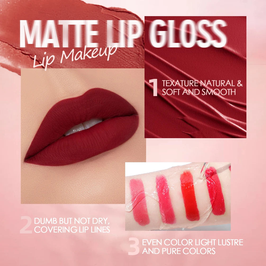 Hot Velvet Matte Nude Lip Gloss Sexy Long Lasting Non-stick Cup Nude Red Liquid Lipstick Waterproof Make-up for Women Cosmetic