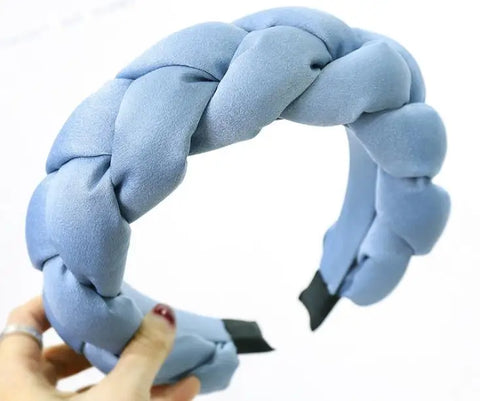 Winter/Autumn Women Thick Braids Headband Solid Adults Headdress Silk Fabric Padded Hairband Wide Hair Hoop Women Hair Ornament