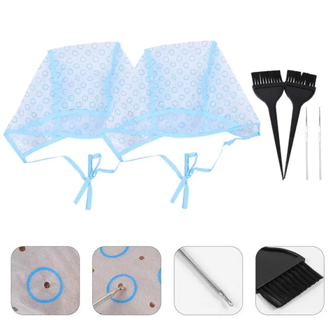 6PCS Hair Highlight Kit Disposable Highlight Tipping With Hook Brush Hair Dye Cap Highlighting With Hair Coloring Brush