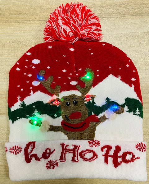 NEW 50 Designs LED Christmas Hats Beanie New Year Knitted Illuminate Warm Hat Christmas Tree Snowman Kids Adults Hat