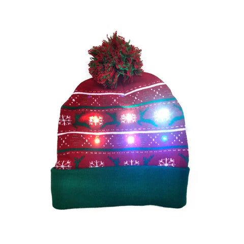 NEW 50 Designs LED Christmas Hats Beanie New Year Knitted Illuminate Warm Hat Christmas Tree Snowman Kids Adults Hat
