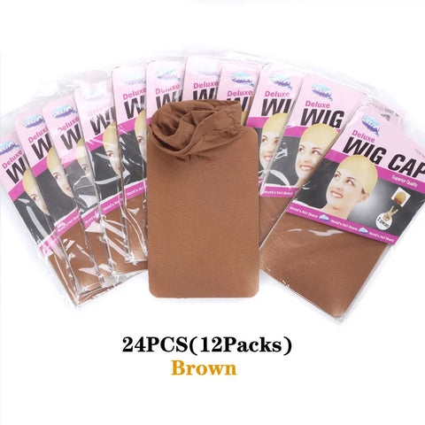 24Pieces (12 Packs) Wig Cap Fashion Stretchable Hair Nets 2Pcs/Pack Stocking Hair Cap Free Size Nylon Mesh Wig Net