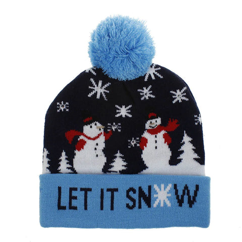 NEW 50 Designs LED Christmas Hats Beanie New Year Knitted Illuminate Warm Hat Christmas Tree Snowman Kids Adults Hat