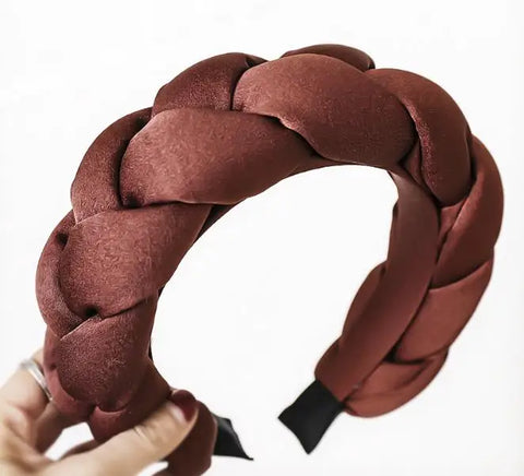 Winter/Autumn Women Thick Braids Headband Solid Adults Headdress Silk Fabric Padded Hairband Wide Hair Hoop Women Hair Ornament