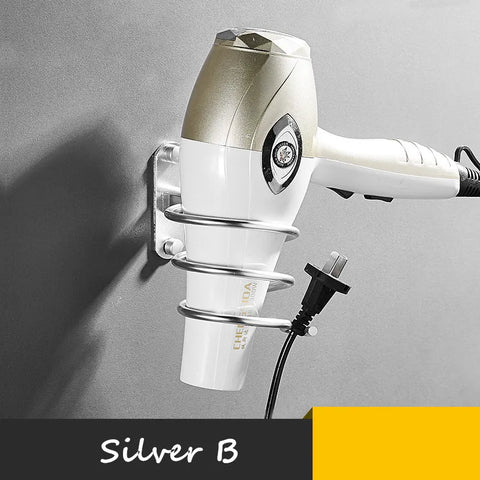 Wall Mounted Bathroom Black Hair Dryer Holder Space Aluminum Hair Straightener Holder Storage Bathroom Shelf Accessories