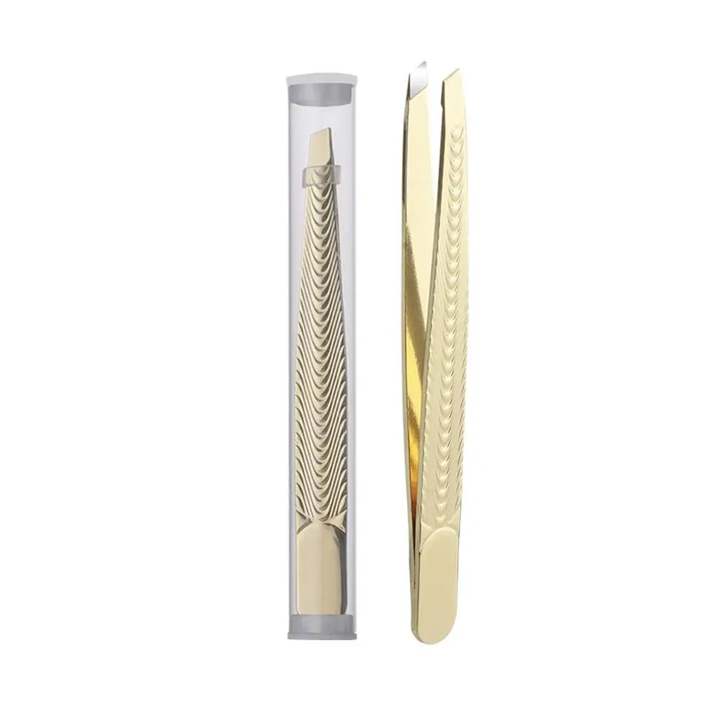 Lash Applicator Eyebrow Tweezer  Multifunctal Eyelash Clip Beard Hair Remove Stainless Steel Makeup Tools Slanted Flat Tip