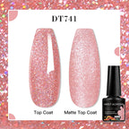 MEET ACROSS 7ml Red Blue Green Metallic Gel Nail Polish Super Bright Mirror Effect Semi Permanent LED UV Gel Nail Art Varnish