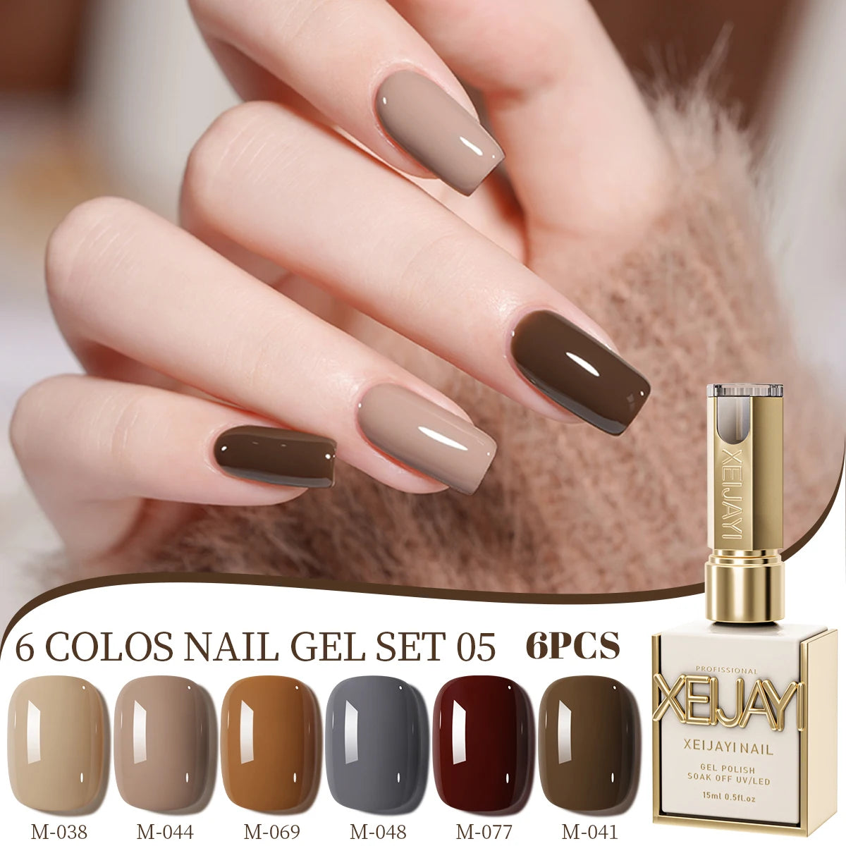XEIJAYI 6Pcs 15ML Jelly Ice Transparent Nude Green Blue Green And Colorful And Pure Gel Nail Polish Set Peelable UV LED Gel Poli