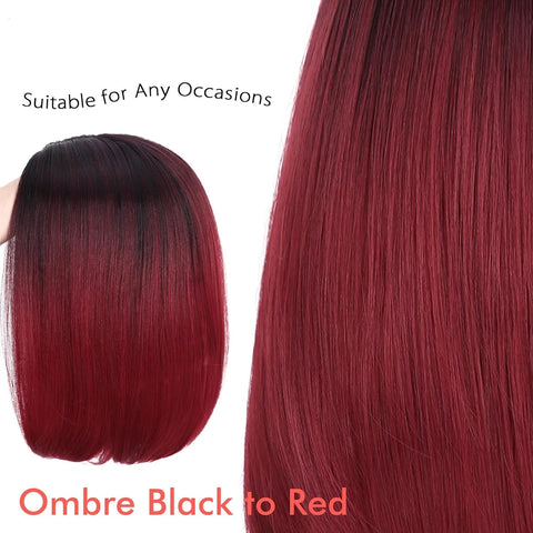 Red And Black Wig Short Bob Wi Synthetic Wigs Ombre Bob Short Hair Wigs for Women Shoulder Length Daily Use Christmas gift