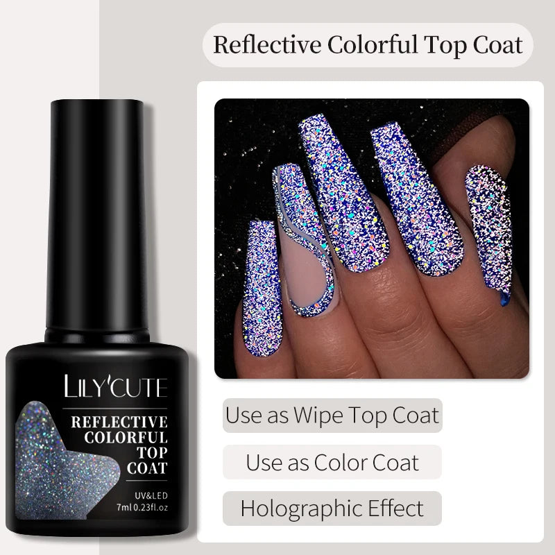 LILYCUTE 7ml Metallic Gel Nail Polish Red Chrome Effect Soak Off UV Gel Varnish Semi Permanent Nail Art Manicure Base Top Coat