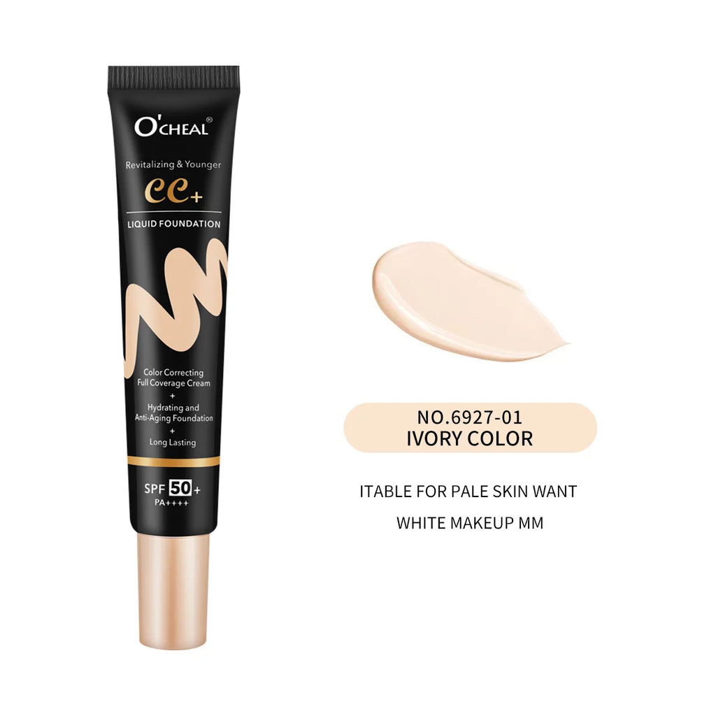 Ocheal 30g BB/CC sunscreen Cream SPF 50/PA+++ Facial Liquid Foundation Cream Long Lasting Coverage Oil Free All Skin Makeup