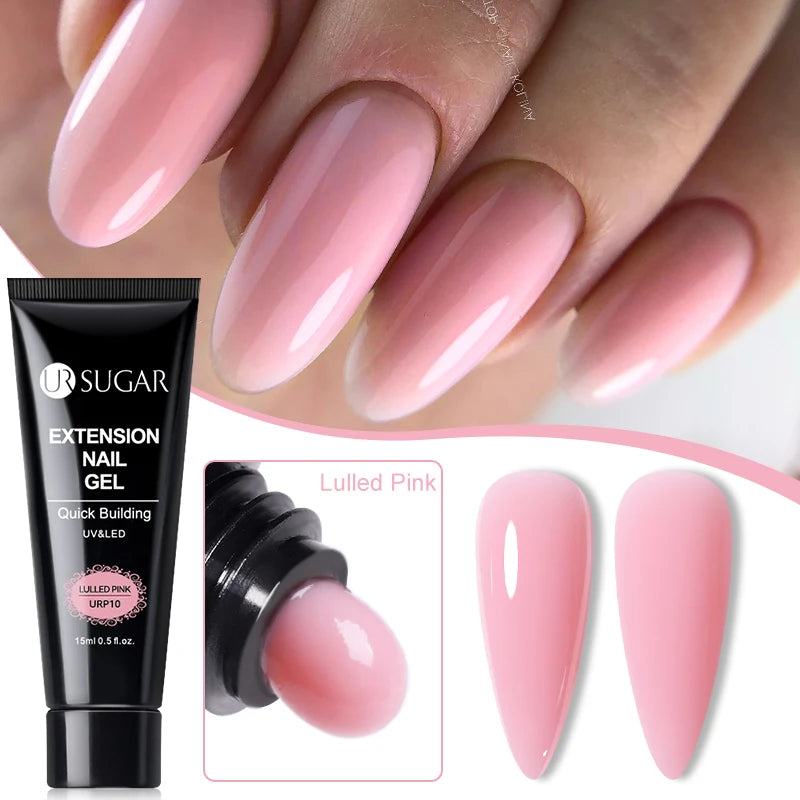 UR SUGAR Milky White Clear Pink Color 15ml Jelly Extension Nail Gel Polish Soak Off UV LED Gel Varnish Manicure Tips Tools