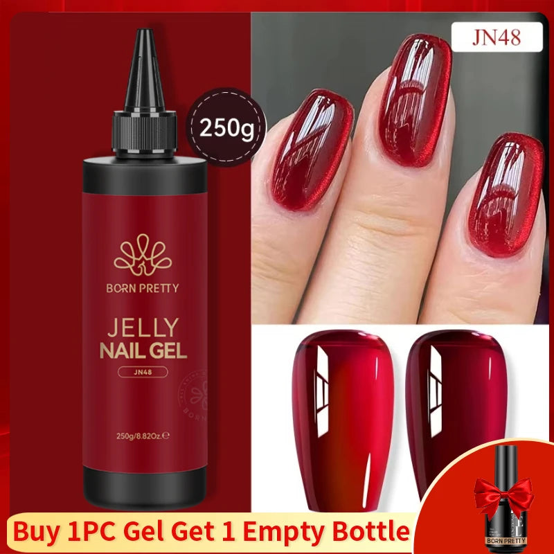 BORN PRETTY 250g Super Top Coat Base Gel Soak off UV LED Drying Long Lasting Semi Permanent Jelly Nude Pink Gel Nail Polish