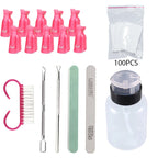 LIMEGIRL Nail Gel Polish Remover Tools Set with 100Pcs Bag Cotton And File Clipper for Manicure Nail Art UV Soak Off Removal Kit