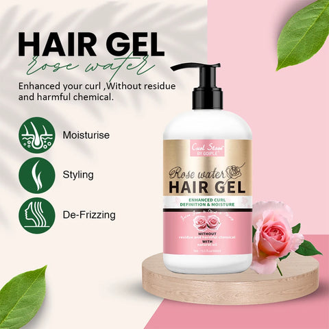 GOIPLE Natural Rose Water Hair Gel Enhance Curl Defining Cream Moisture Smooth Control Flyaways Shaping Styling Curly Products