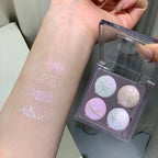 Planet Four-color Diamond Glitter Eyeshadow Palette Aurora Purple Metallic Shimmering Baked Powder Highlighter Eye Shadow Makeup