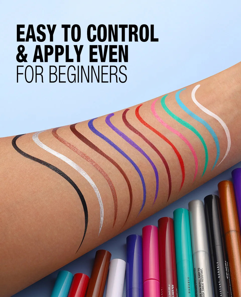 Matte Dark Purple Red Eye Liner Makeup White Liquid Eyeliner Quick-Drying Waterproof Eyeliner Pencil Long-Lasting 12 Color Eyes