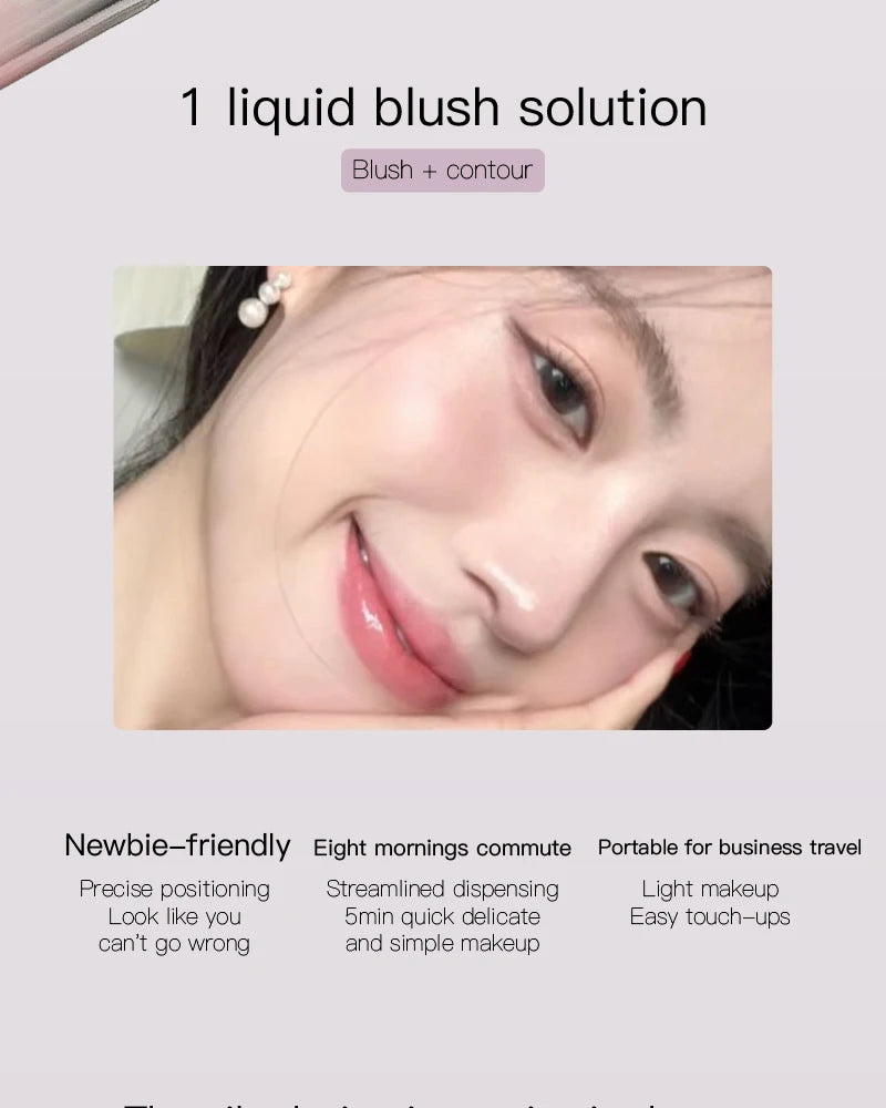 Gentle Korean Liquid Powder Blusher Faceplate Waterproof Facial Shadow Highlight Nose Lasting Brightening Rouge Student Girl