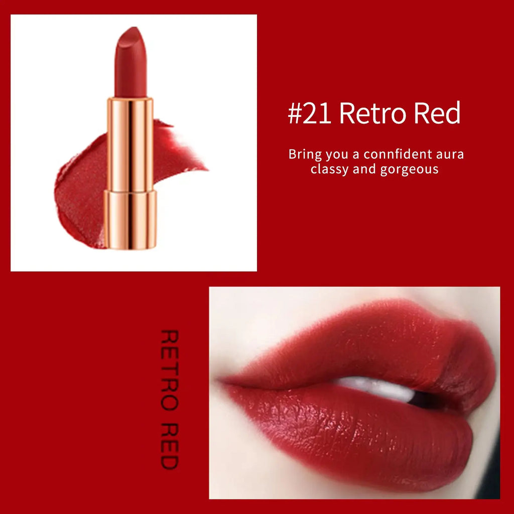 Matte Lipstick Set 3 Colours with Silver Chain Shining Bag Waterproof Non-Stick Long Lasting Red Lip Makeup 3.5gx3pcs
