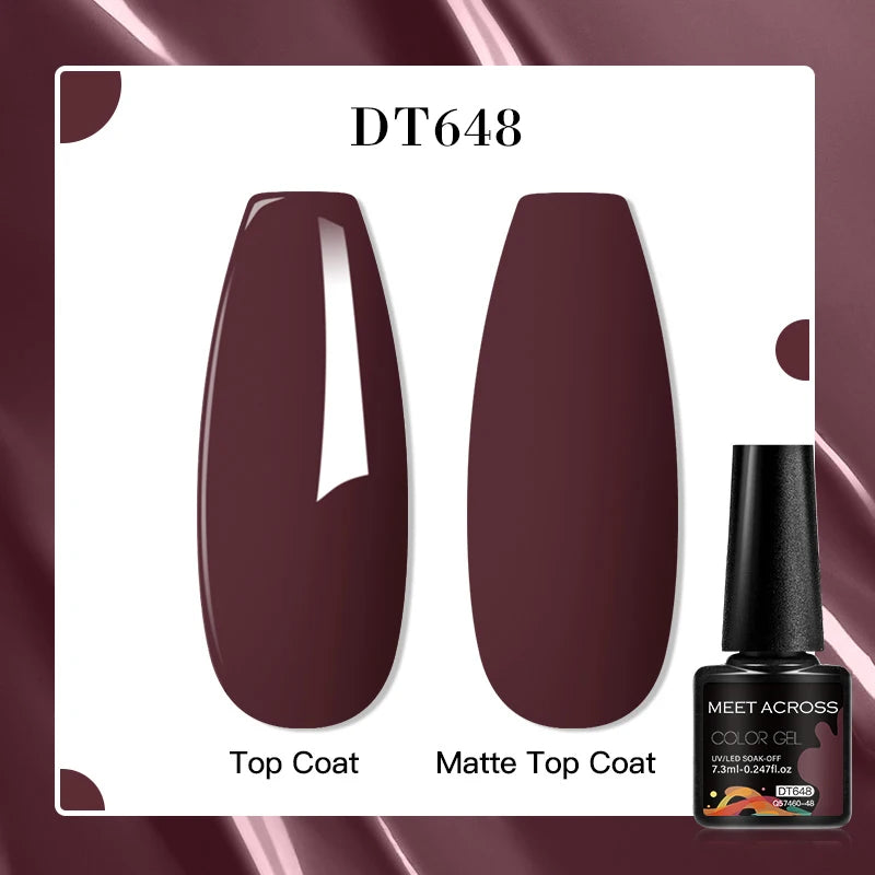 MEET ACROSS 8 Colors Mirror Gel Nail Polish Long-lasting Quick-drying Metallic Gold Silver Red Semi Permanent Varnish Nail Art