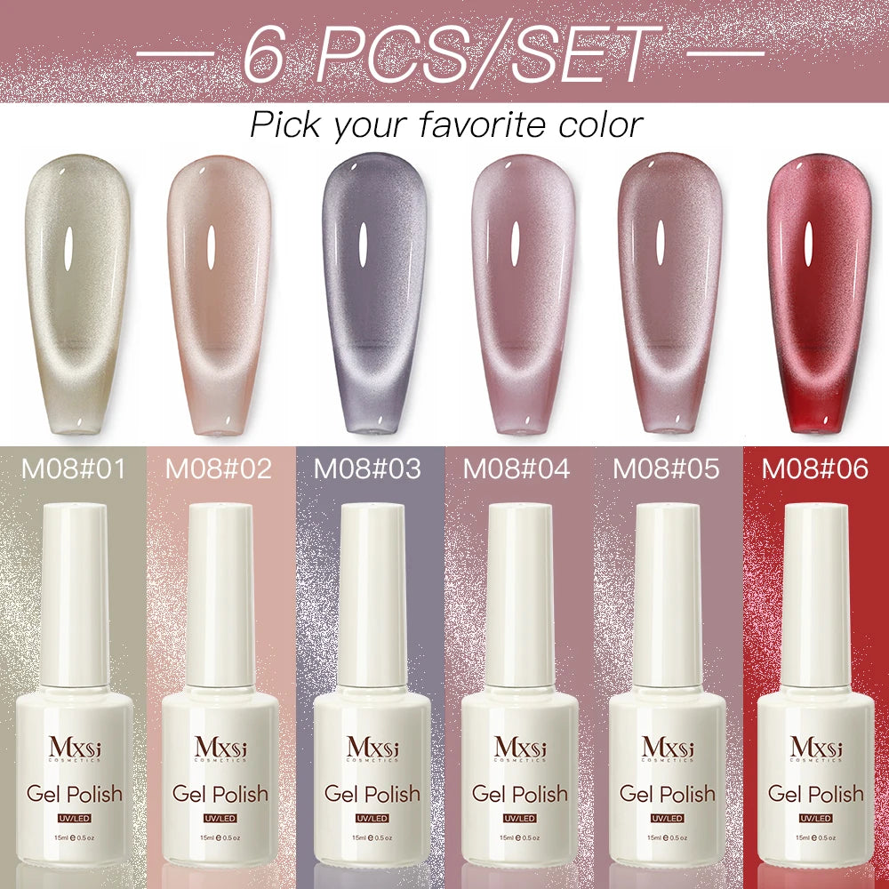 Magnetic Cat Eye Gel Nail Polish Set Red Pink UV Soak Off Gel Varnish Crystal 15ml Cat Eye Gel Lacquer Art Nails With Display