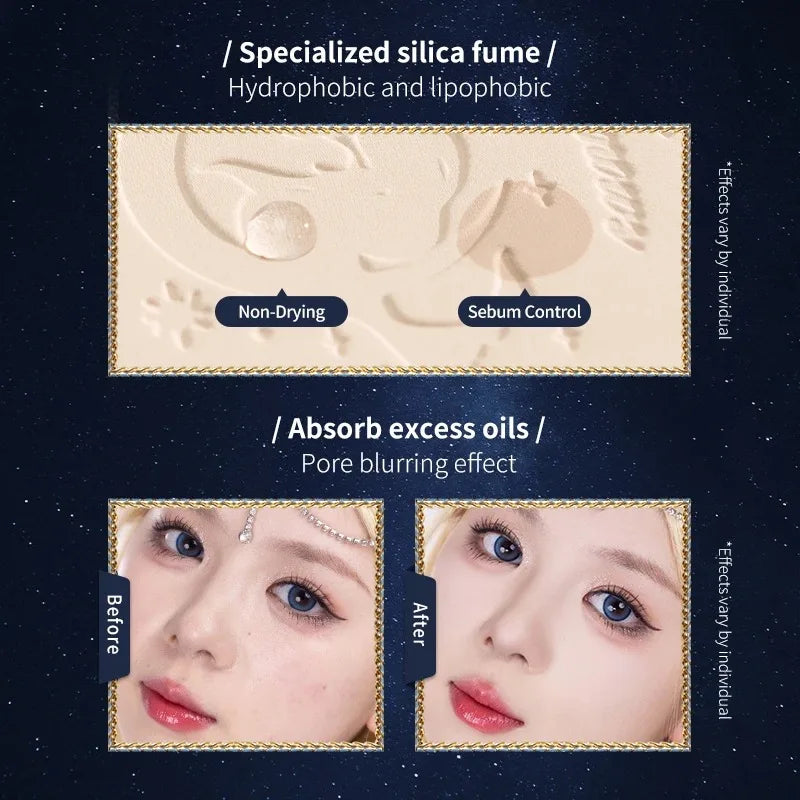 Makeup Professionnelle Flower Knows Moonlight Mermaid Matte Soft Compact Powder Oil Control Waterproof Face Powder