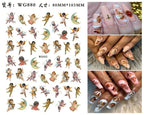 Nail Art Sticker Angel Flower Pattern Stickers Cupid Self-Adhesive Nail Decals Stickers Decoration Press on Nails Accessories