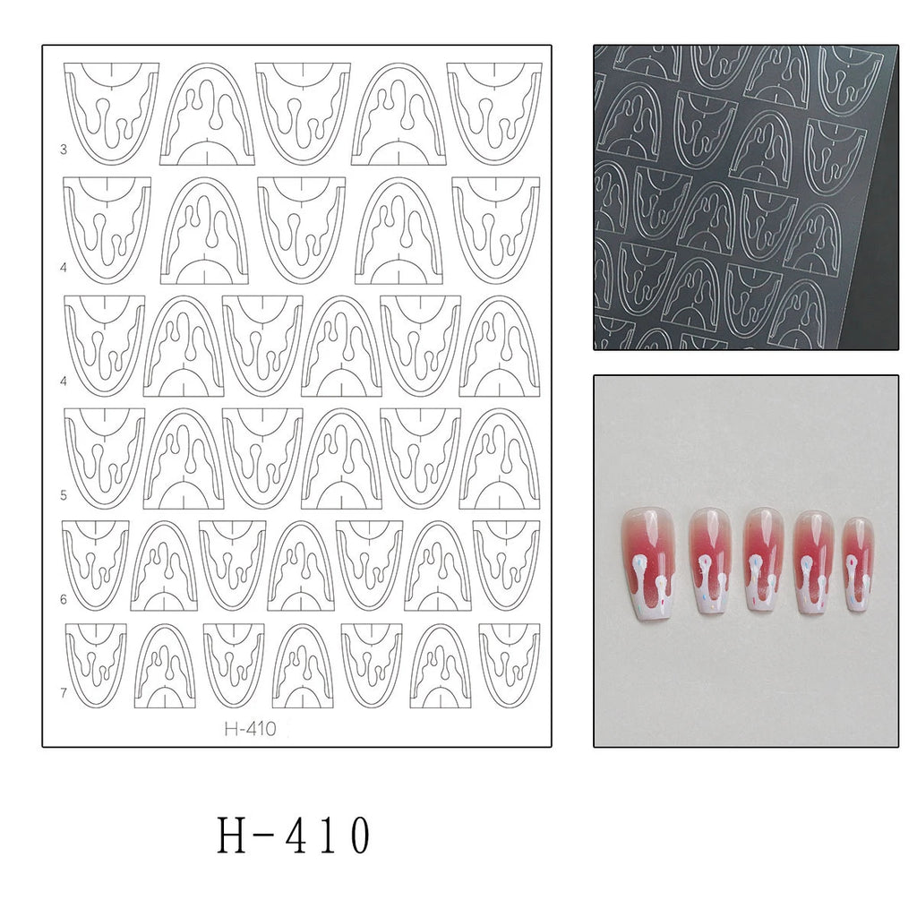 5 Sheets French Cheese Nail Stickers Decoration Self-Adhesive Hollow Lace Nail Art Decals Butterfly Star Shape DIY Nail Art Tool