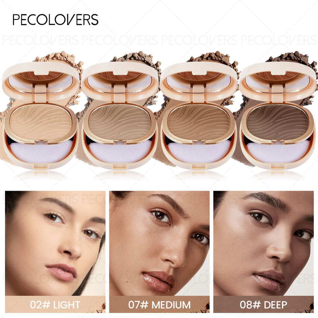 1PC Pressed Powder Foundation, Waterproof, Matte Finish, Full Coverage, Non-Sticky, for All Skin Types, Light to Medium Tone