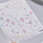 5D Gradient Love Gem Glitter Love Heart Colorful Cat's Eye Rhinestone Soft Self Adhesive Nail Art Stickers Shiny Manicure Decals