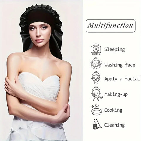 Silky Long Bonnet For Sleeping Solid Color Night Cap For Women Hair Care Tools For Sleeping In Overnight